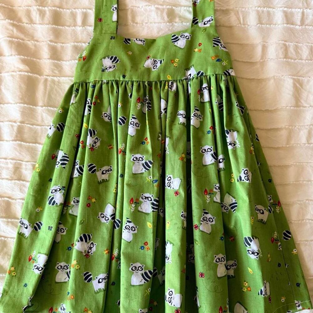 Green handmade girls dress